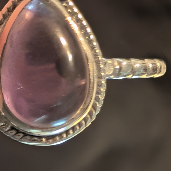 Natural Amethyst Teardrop Ring Solid Sterling Silver Size 8.5 🆕 - Picture 5 of 7